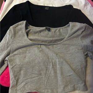 U neck long sleeve crop top, SHEIN, Original price: $14.31, 3pc set